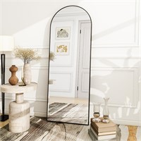 21x64 Black Arch Mirror with Stand