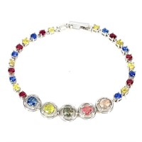 Natural Multi Color Sapphire & Ruby Bracaelet