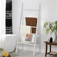 $33  Wood Blanket Ladder  5-Tier Rack-White