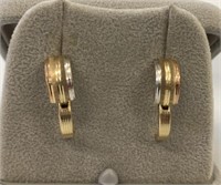 10kt Gold Flip Back Multi-Tone Earrings