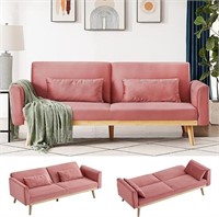 AWQM Velvet Futon Sofa Bed dark velvet pink