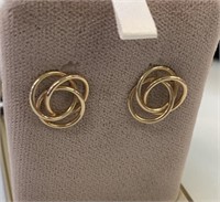 10kt Gold Triple Hoop Infinity Earrings