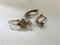 3- 10Kt Gold Single Earrings w/Settings
