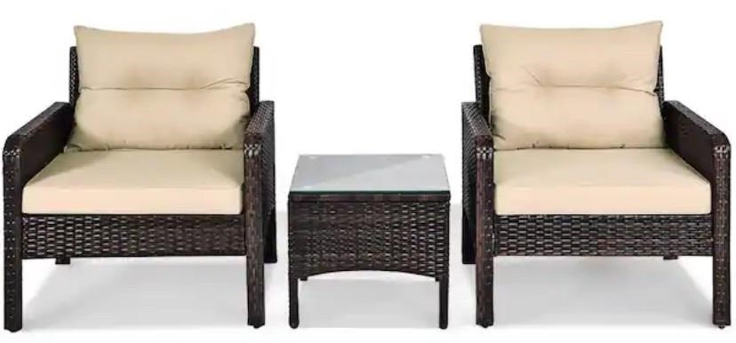 Retail$300 3-Piece Rattan Patio Set