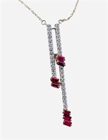 10KT Yellow Gold Woman's Diamond & Ruby Necklace