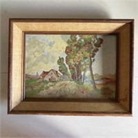 Vintage Original Oil on Board in Wood Frame 18" x