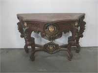 Antique Wood Carved Church Table/ Hall Table See