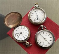 3 POCKET WATCHES INCLUDING A COIN SILVER ELGIN