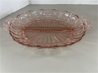 Pink Depression Glass, Divided Serving Platter