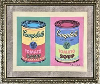 ANDY WARHOL OIL ON PAPER SOUP CANS