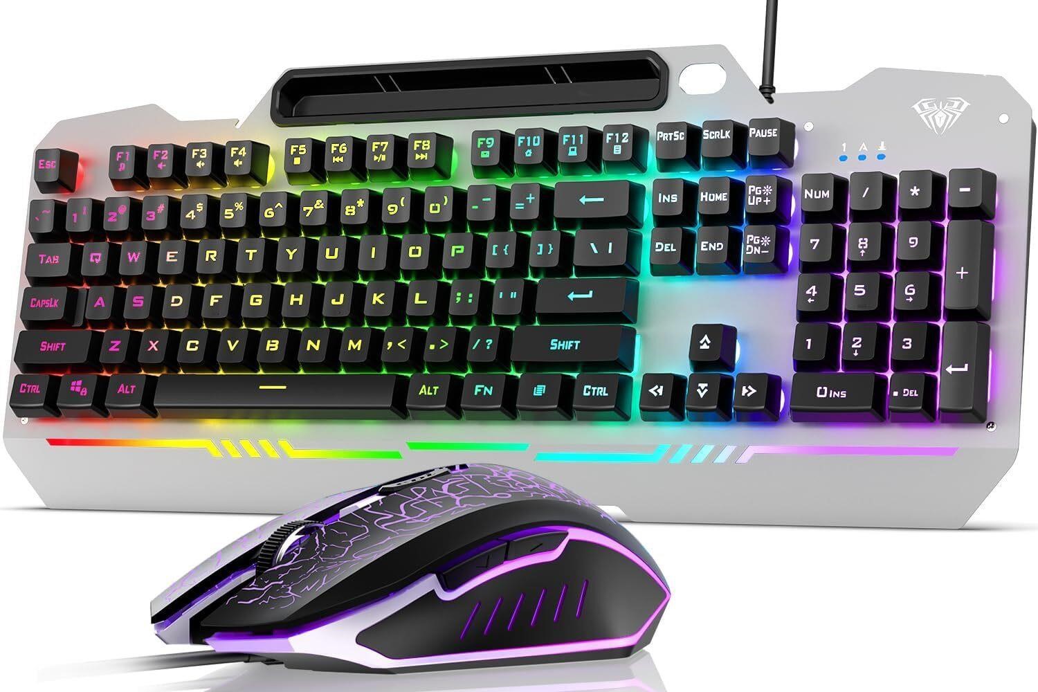 AULA 104-Key Gaming Keyboard, RGB, Metal Panel
