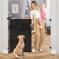 42x55 Retractable Black Dog Gate, Extra Tall