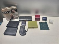 Lot jewelry boxes/bags/2-wallets