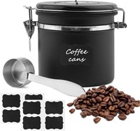 3Pcs Coffee Canister, 304 Steel, 40 oz, Black