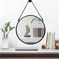 POZINO 15' Wall Mirror, Metal Frame, Black
