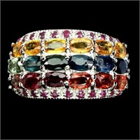Natural  Fancy Color Sapphire & Ruby Ring