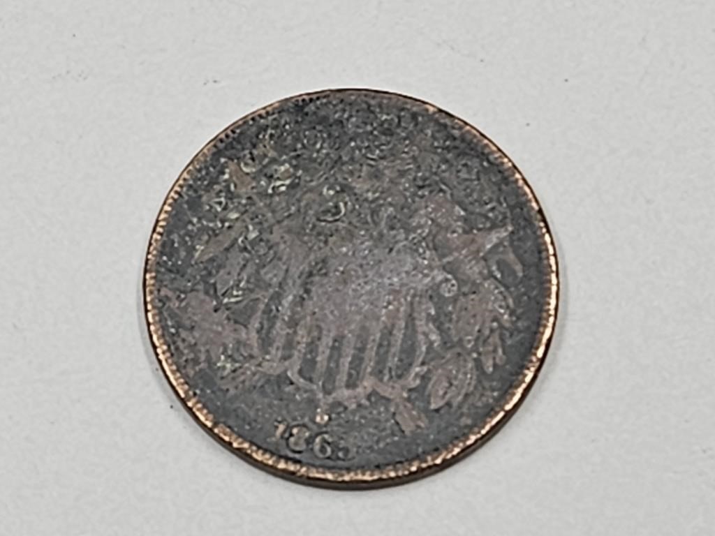 1865 2 Cent Piece Coin