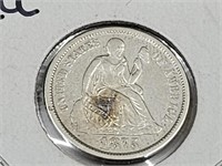 1875  S Seeded Liberty Dime Coin