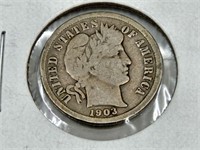 1903 Silver Barber Dime Coin