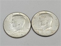 2 1964 Silver Kennnedy Half Dollar Coins