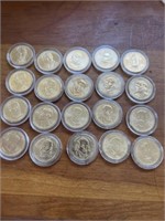 20 Presidential Dollar Coins In Cases