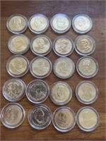 20 Presidential Dollar Coins In Cases