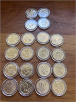 20 Presidential Dollar Coins In Cases