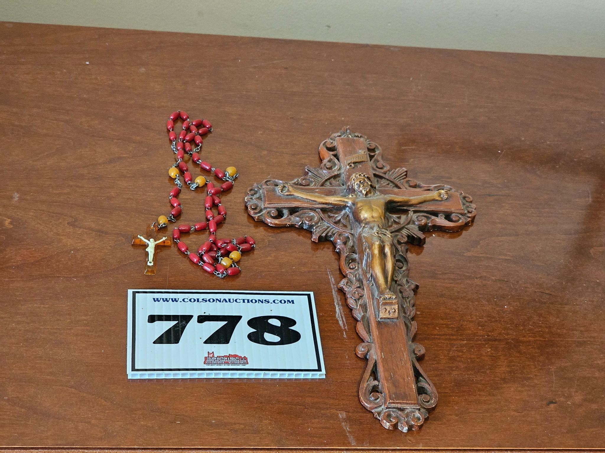 Jesus Cross necklace (rosary) & wall plaque