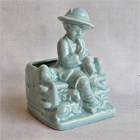 Small Pottery Planter -Vintage Shepherd w/Horn