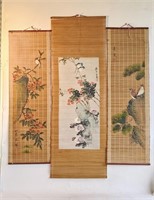 Asian Wall Scrolls - 3 Hand Painted on Bamboo