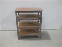 Vtg 18"x 27"x 31.5" Vtg Wood Shelved Table