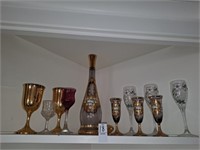 Wine glasses and wine decanter