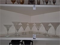 Shelf lot of wine glasses