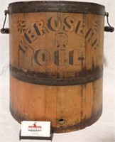 VINTAGE WOOD KEROSENE & OIL BUCKET 17"