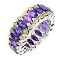 Natural Unheated Amethyst Sapphire Ring