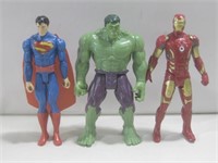 11.5" Hulk, Superman & Iron Man Figures