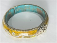 Natural Tibet Hand Made Amber & Turquoise Bangle