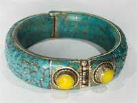 Natural Tibet Hand Made Turquoise Wide Bangle
