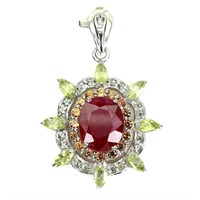 Natural Ruby Peridot Sapphire Pendant