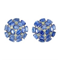 Natural Unheated Oval Blue Kyanite Earrings