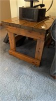 Two wooden end tables no contents on top of or