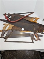 Assortment of Saws Most are Old Wood Handled