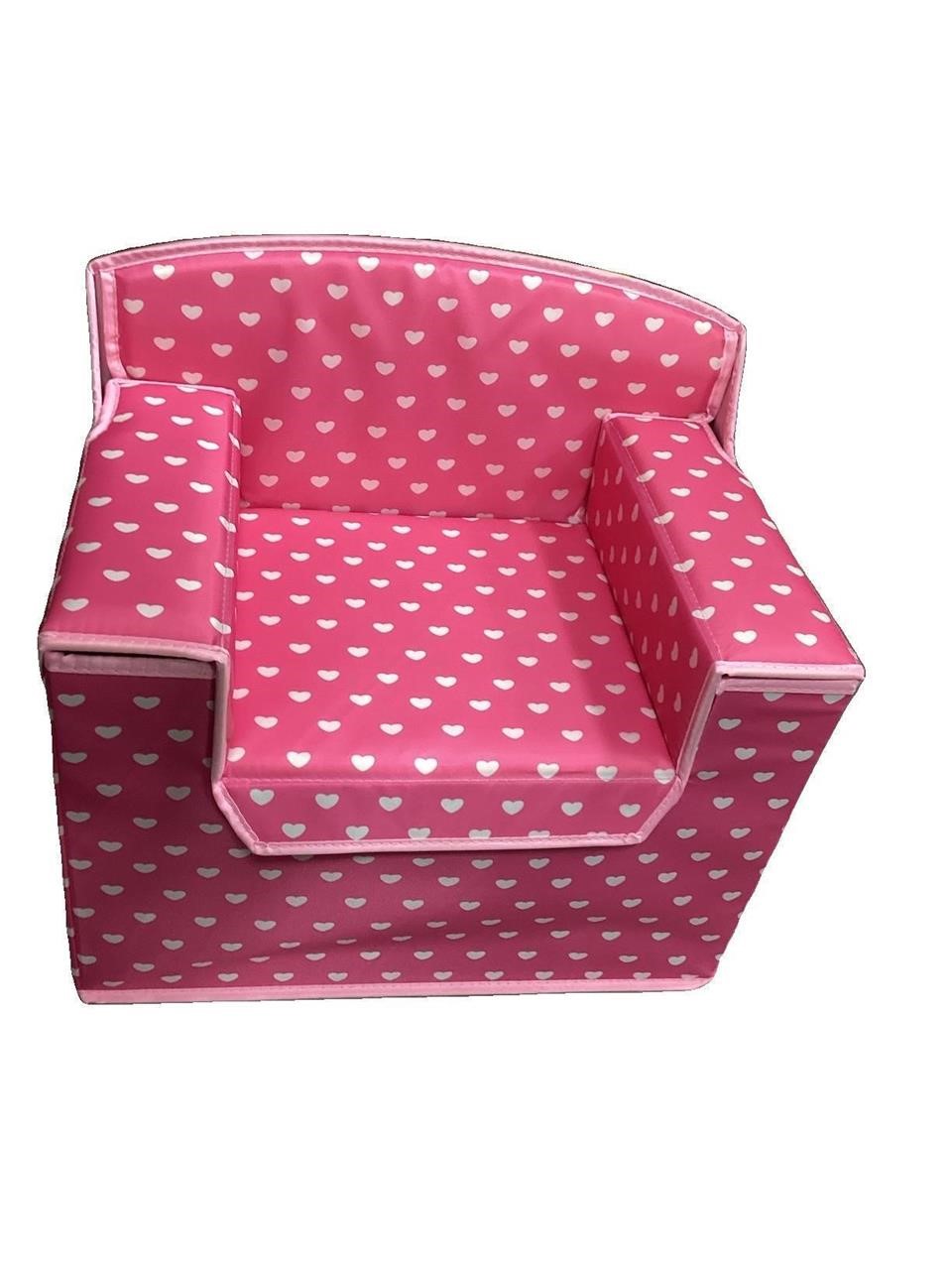 Pink Toddler Chair  heart Print  for Toy Storage