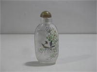 3" Antique Chinese Hand Painted Glass Snuff Jar