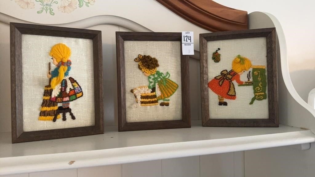 1970’s Vintage Crewel / Embroidery Girls (set of