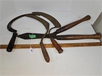 Antique Wood Handle hand Scythes & Trimmer
