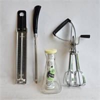 Vintage Kitchen Tools -Thermometer, Mixer, Steel
