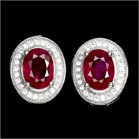 Natural Red Ruby 8x6 MM Earrings