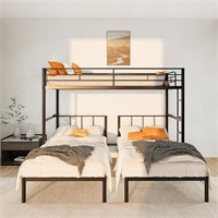 Twin&Twin Metal Bunk Bed w/Slide  Ladders 3 in 1