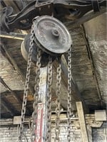Chain winch, unknown, weight attached to trolley,